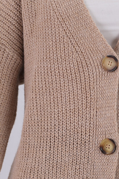 armonika Women's Beige Thessaloniki Knitted Buttoned Cardigan Arm-26K012004