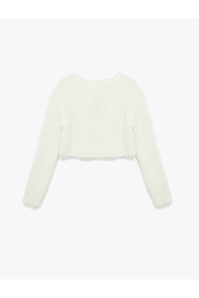 Koton Crew Neck Long Sleeve Plush Crop Sweater