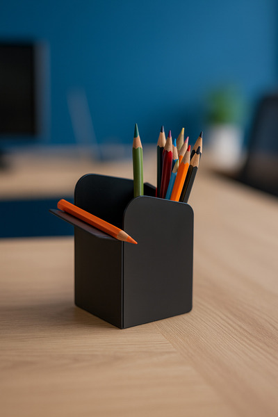 VENON حامل أقلام معدني مزخرف باللون الأسود - منظم سطح المكتب - منظم