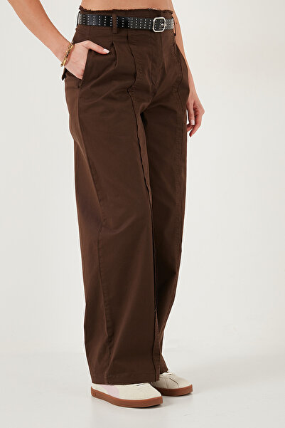 Lela Cotton Relaxed Fit Wide Leg Stitching Detail Belted Pants Trousers 68351208