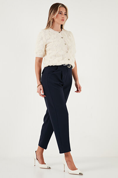 Lela Regular Fit High Waist Straight Leg Belted Trousers Pants 68350938