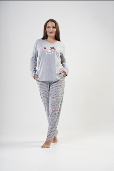 VİENETTA Büyük Beden %100 Pamuk Pijama Takımı