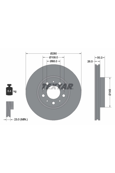 TEXTAR Set Discuri Frana Volvo 850/960 2/S70 1991-2005