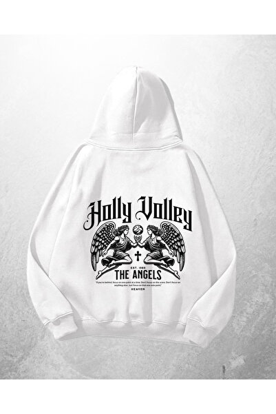 Gofeel سويت شيرت هوديي كبير الحجم مطبوع عليه هولي جولي باللون الأبيض للجنسين