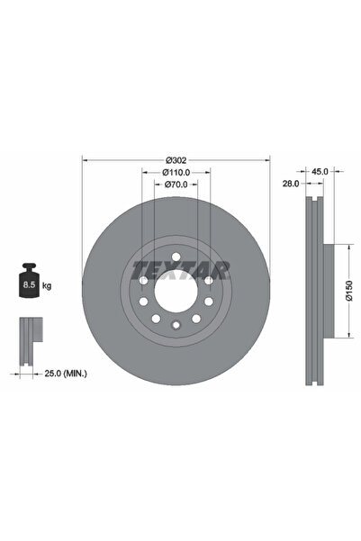 TEXTAR Дискови спирачки Cadillac BLS Opel Vectra C