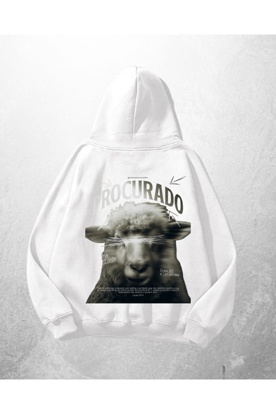 Gofeel Bela unisex majica sa kapuljačom Procurado Štampano Oversize kroj