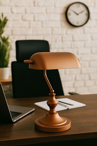 Venon Aydınlatma BAKIR ÖZEL Banker Masa Lambası KOMPLE METAL ÖMÜRLÜK Dekorati...