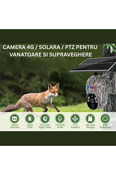 Taggo Cameră de supraveghere 4G HD pentru animale sălbatice, 4MP, alimentată cu energie solară și cu detecție de mișcare