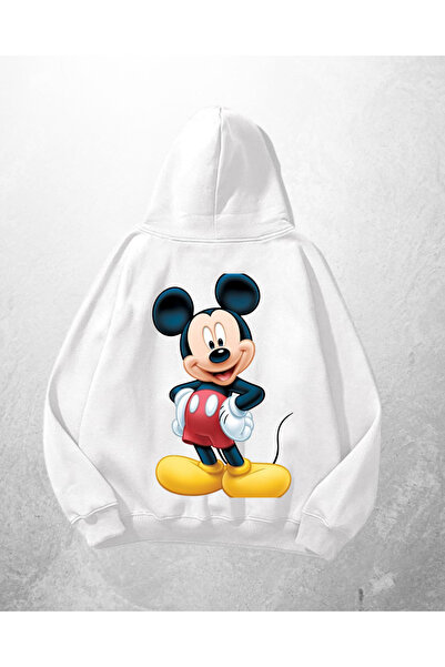 Gofeel Bela unisex majica sa kapuljačom Mickey Mouse Štampano Oversize kroj