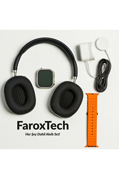 FaroxTech Watch Ultra 3 Akıllı Saat Seti – Bluetooth Kulaklık + Şarj Standı +...