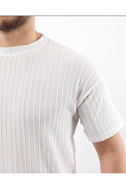 KOZMERA BUTİK Ανδρικό μπλουζάκι με κοντομάνικο πλεκτό ύφασμα Crew λαιμόκοψη