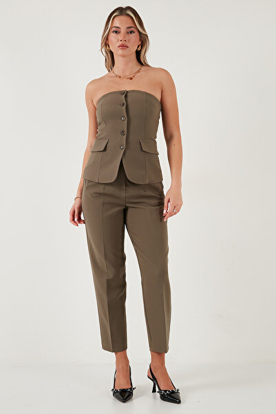 Lela Παντελόνι καρότο με ίσιο πόδι με ψηλή μέση κανονική εφαρμογή PANTOLON 68350109