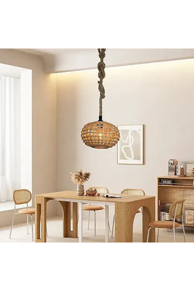 HAMER Modern single chandelier pendant lamp with ropes and straw, elegant design