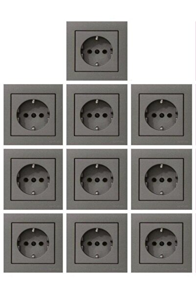 VİP AY Vip Lighting / Ovivo Grano Anthracite Grounded Socket 10-Pack