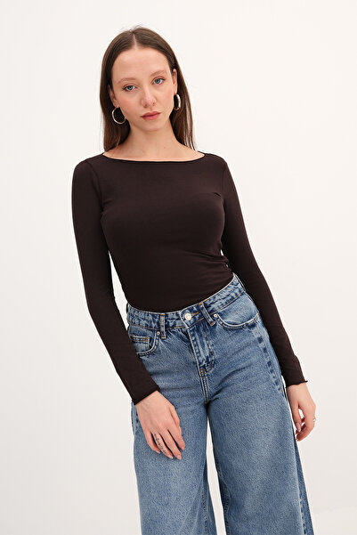 Addax Long Sleeve Basic Blouse B1846