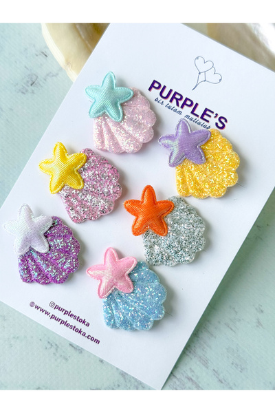 PURPLE'S BİR TUTAM MUTLULUK 6’lı İstiridye ve Kalp Detaylı Az Saçlı Bebek Çoc...