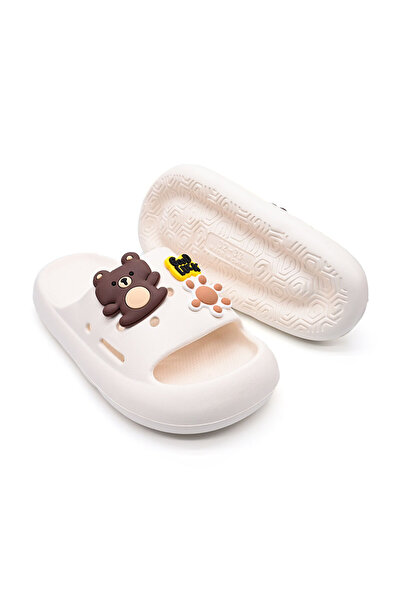 Tmall Children's Slippers, Foam, Lightweight With Bear Print, PC03, White
