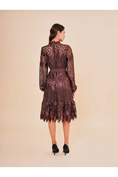 SERPİL Dantel Detaylı Kuşaklı Kısa Şık Kadın Elbise 51076