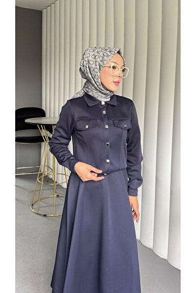 VELLICHOR KARE DÜĞMELİ SCUBA CEKETLİ İKİLİ TAKIM- GRİ