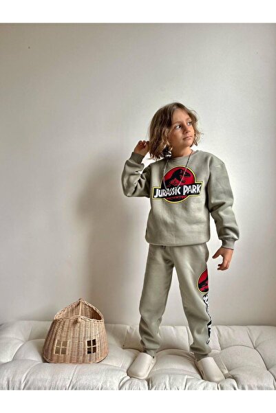 YİGİT BUTİK Character Patterned Embroidered Fabric Boys' Top and Bottom Set