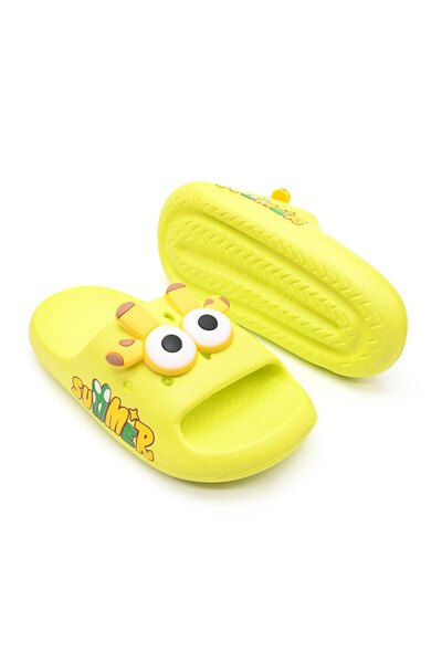 Tmall Children's Slippers, Foam, Lightweight with Giraffe Print, PC04, Yellow
