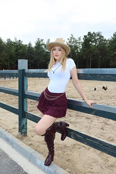 Stile Bella Fusta mini din dantelă pentru femei cu pantaloni scurți