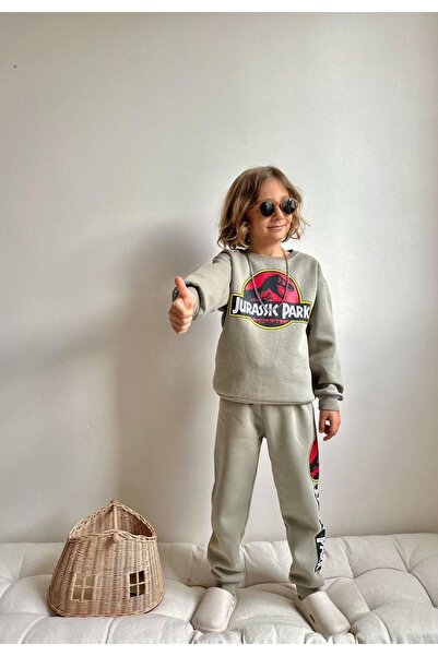 YİGİT BUTİK Character Patterned Embroidered Fabric Boys' Top and Bottom Set