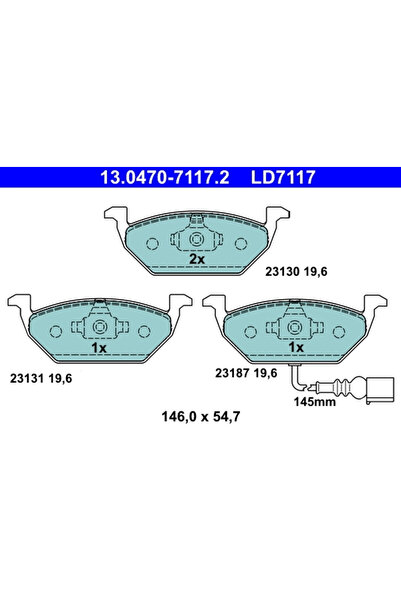 Ate Комплект спирачни накладки дискови спирачки Audi A3 Seat Leon