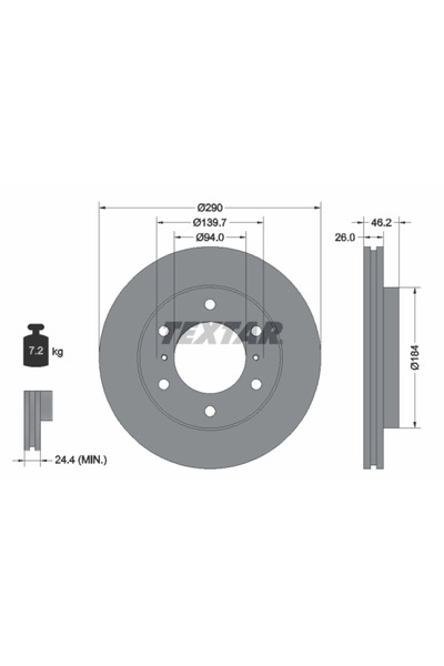 TEXTAR Disc frana Mitsubishi Pajero 4/Pajero Sport 1/Pajero Sport 2