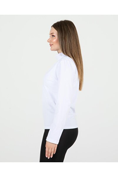 Sortie Women's Half Turtleneck Regular Fit Midi Length Long Sleeve Lycra White Combed Cotton