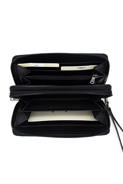 Cacharel Black B.Kroco Leather Unisex Wallet 3369B7K