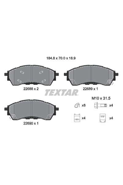 TEXTAR Set Placute Frana Frana Disc Ford Everest/Ranger Ford (Jmc) Everest