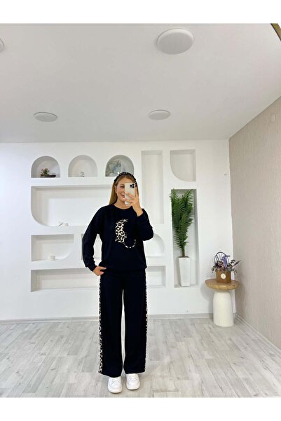 İrka Moda Modal Leopar Nakışlı Takım