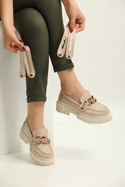 Yula Fashion Shoes Kadın Oxford Günlük Kullanım Üç Tokalı Loafer