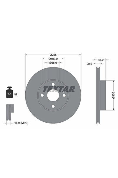 TEXTAR Disc Frana Eunos Roadster 1/Roadster 2 Mazda 323 F 5/Mx-5 1/Mx-5 2