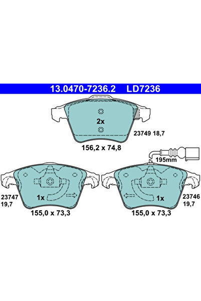 Ate Set Placute Frana Frana Disc Vw Multivan T5/Transporter T5 Bus/Transporte...