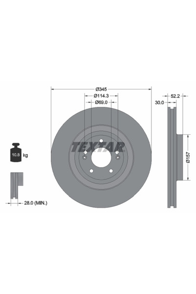 TEXTAR Set Discuri Frana Hyundai I30 2017-2020