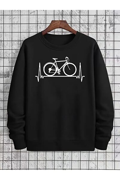 CLASİVA Special Design Bicycle Printed Unisex Crew Neck Oversize Sweatshirt