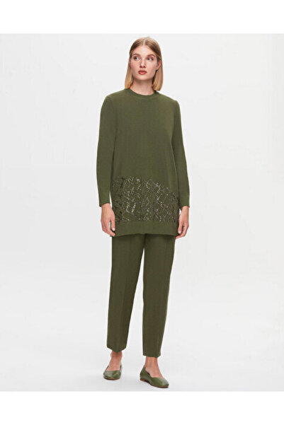 MISS DALIDA T25K-6012 Taş Detaylı Triko Tunik FARAD-GREEN