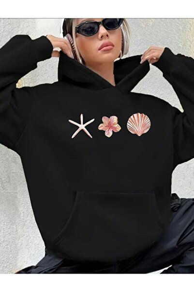 tkn your style Φούτερ με κουκούλα με σχέδιο μόδας STARFISH Trend Oversize