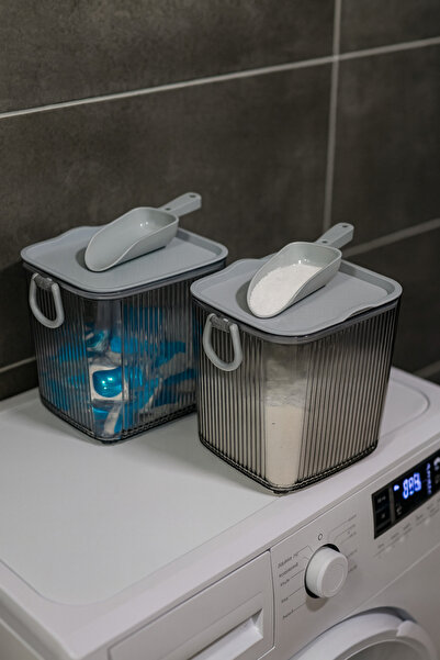 LE PARİS Toz Ve Tablet Deterjan Saklama Kutusu Deterjan Saklama Kabı Küreklik