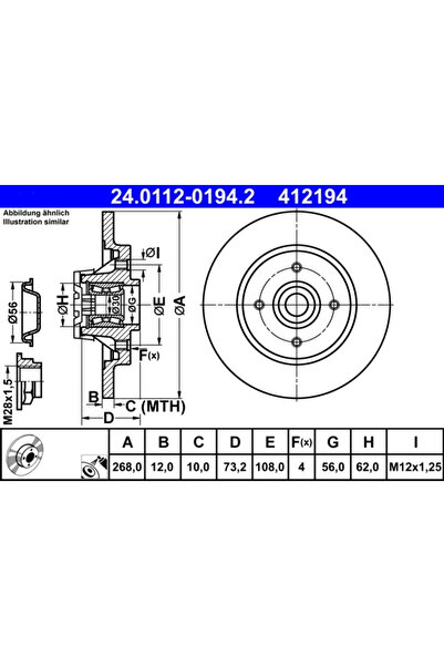 Ate Set Discuri Frana Citroen Berlingo Multispace/C4 2/C4 Grand Picasso 1 Peu...