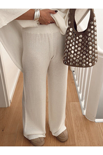 Jose Clothing Women's Ecru Premium Yarn Knitwear Pants