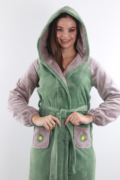 Wild Love 100% бамбуковий жіночий халат з капюшоном і кишенями у вигляді квітів / халат