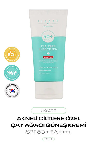 Jigott Akneli Ciltlere Özel Yüz Güneş Kremi Signature Tea Tree Sun Screen SPF 50 + PA ++++