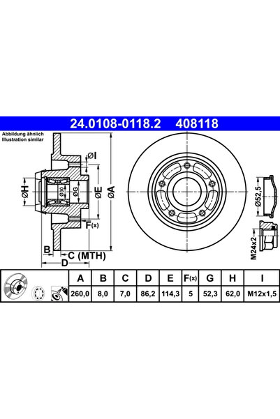 Ate Disc Frana Renault Clio 4/Megane 3 Grandtour/Megane Cc