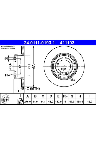 Ate Set Discuri Frana Mercedes-Benz Cla 2018-2019