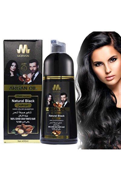 MORVON Morfone Black Hair Dye Shampoo with Argan Oil 400ml