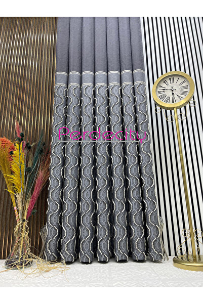 PERDECITY Bohemian Style Seyran Fringed Gray Panel Background Curtain 1X3 Frequent Pleats Suitable for Any Room