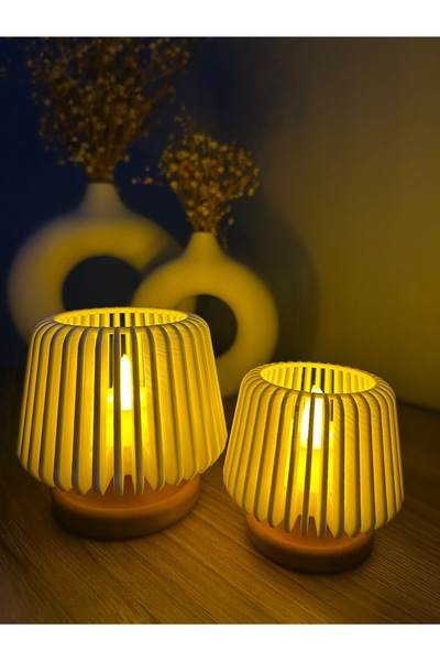 Ossa İkili Dekoratif LED Mumluk Seti | Sıcak Işık Tonlu Masa ve Raf Aydınlatması